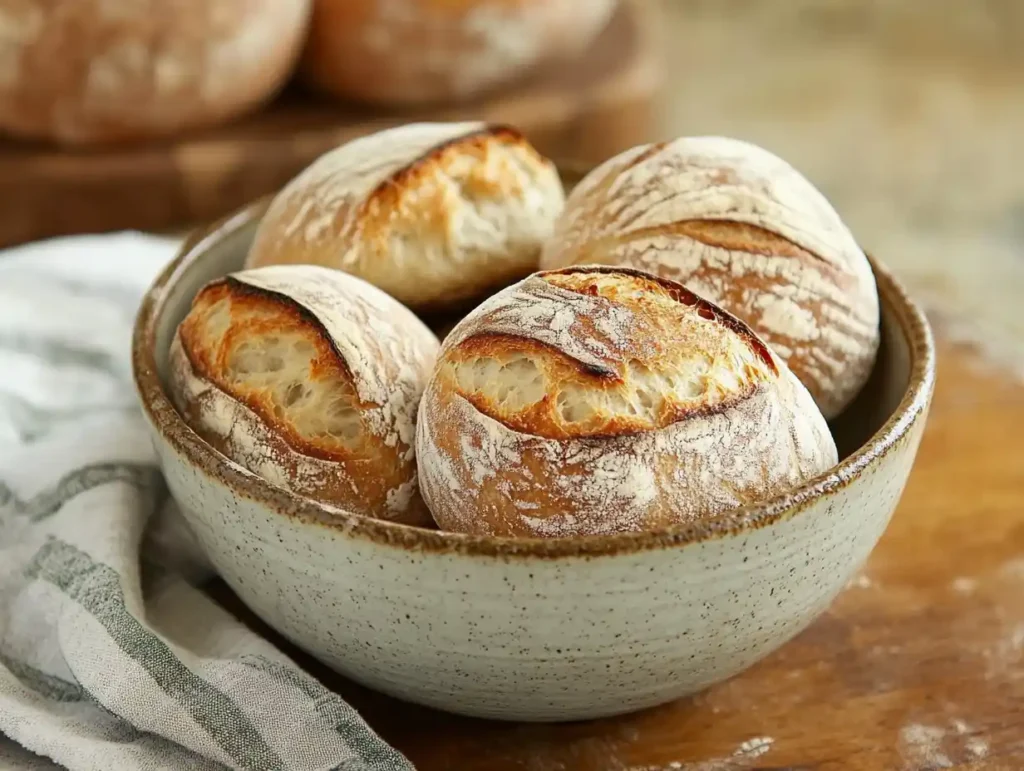Dough in a bowl that has risen and doubled in size during fermentation.