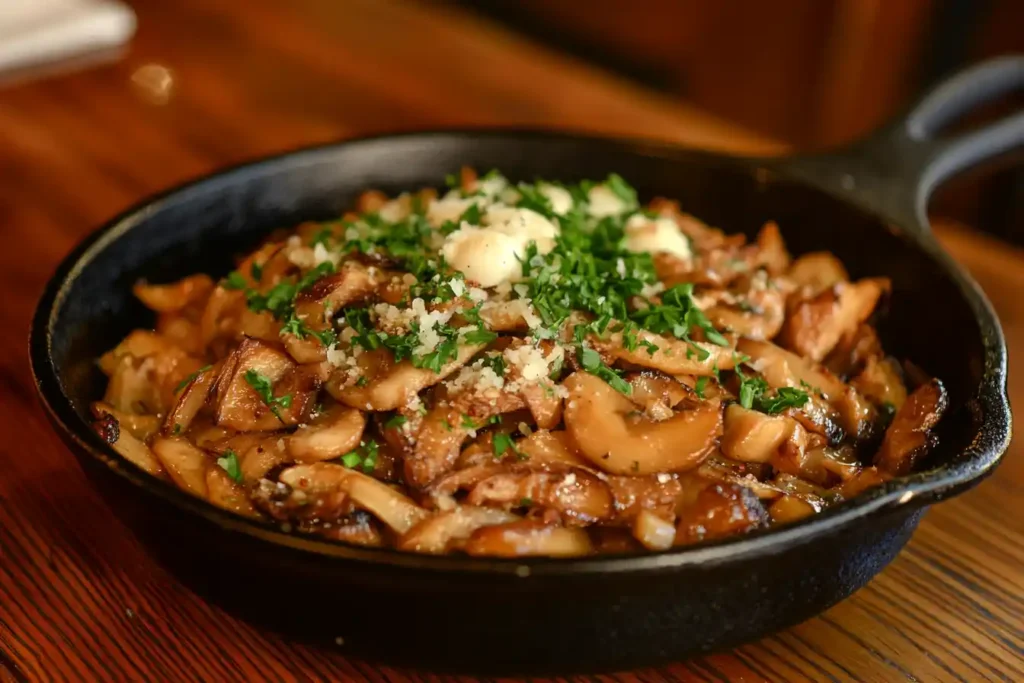 Sautéed Maitake mushrooms with garlic and parsley.