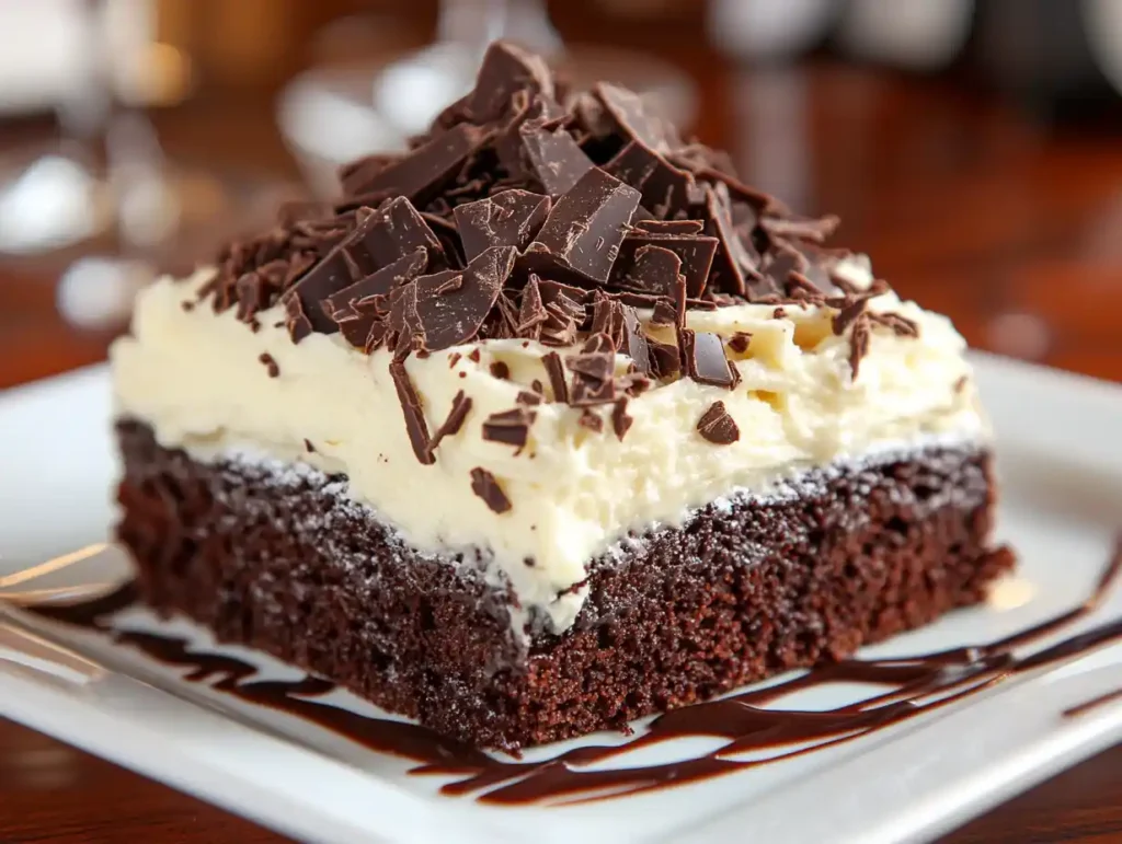 Regular chocolate cake with chocolate buttercream frosting.