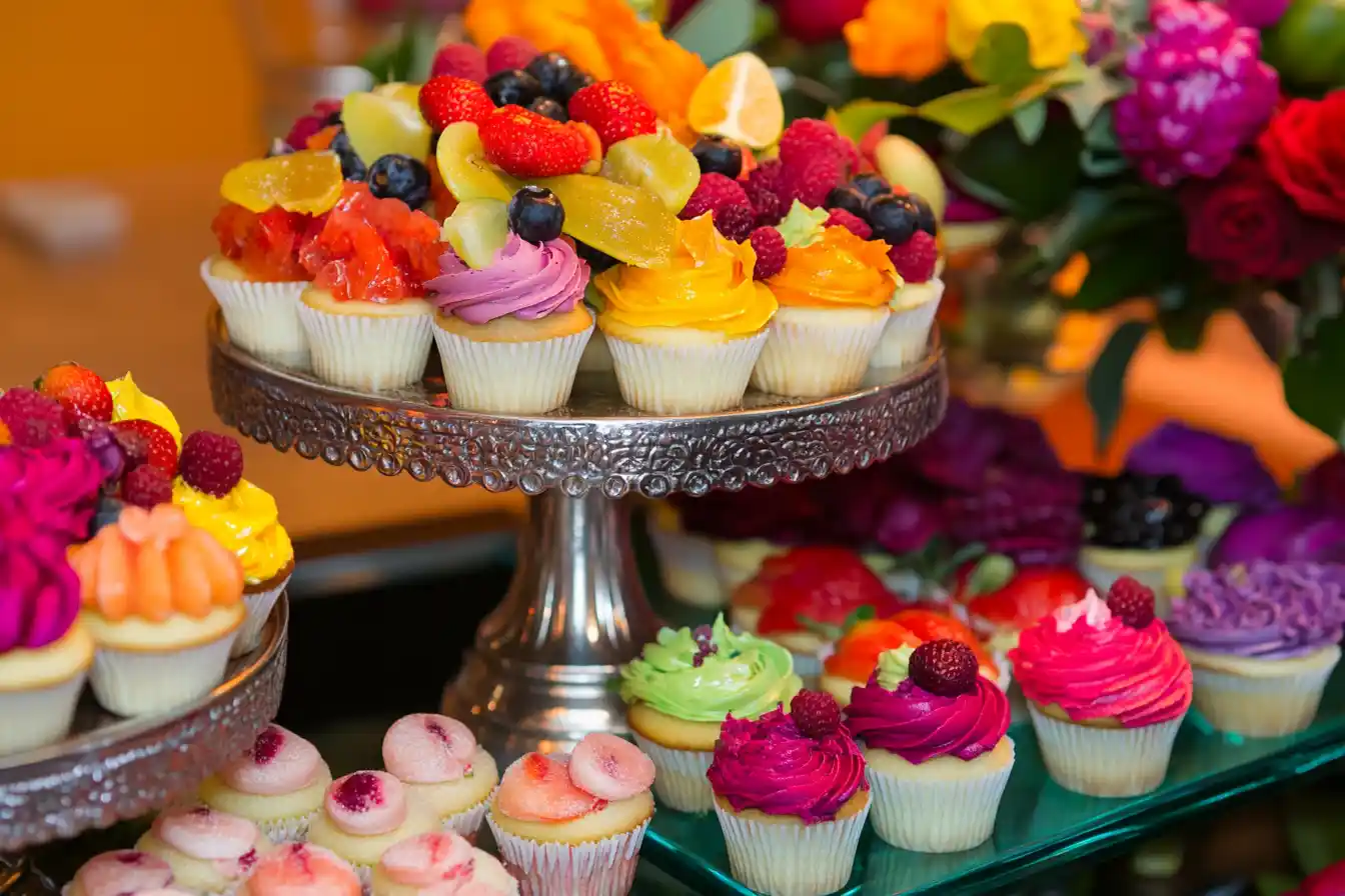 A variety of popular cupcake flavors with colorful frostings and toppings.