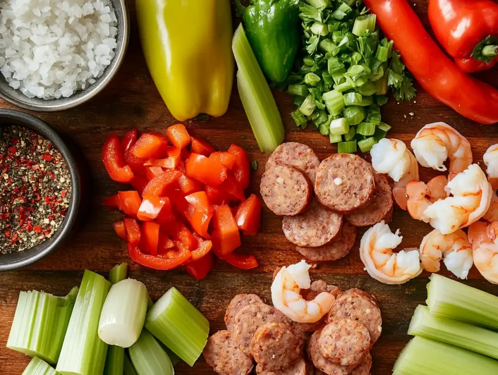 Ingredients for gumbo and jambalaya