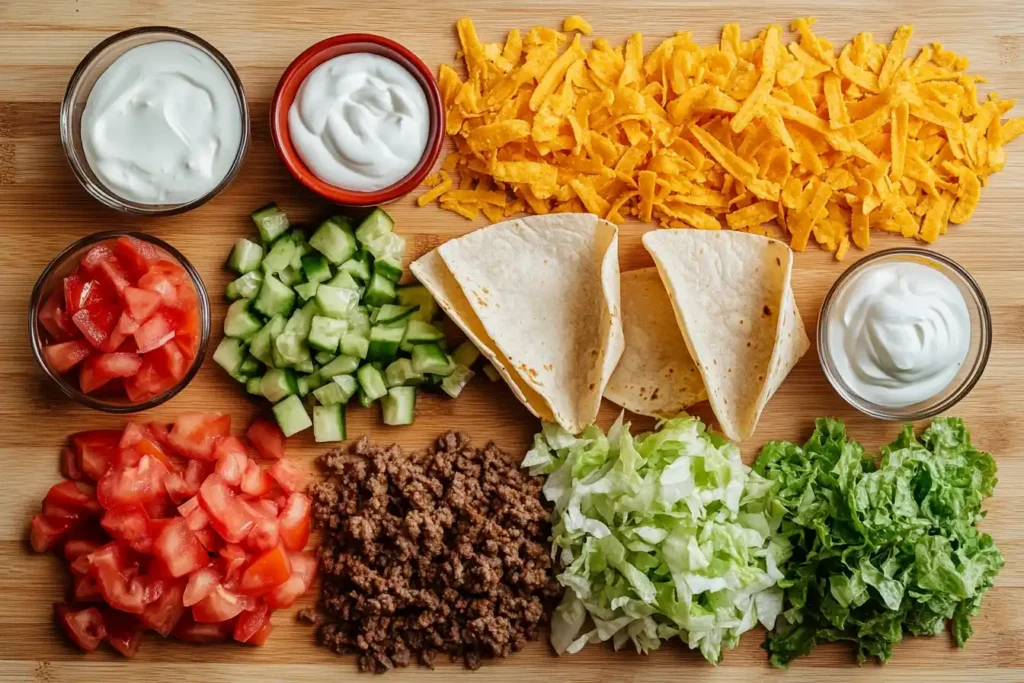 Ingredients used in making Crunchwrap Sliders.