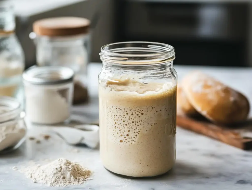 Wild yeast and starter used in sourdough preparation.