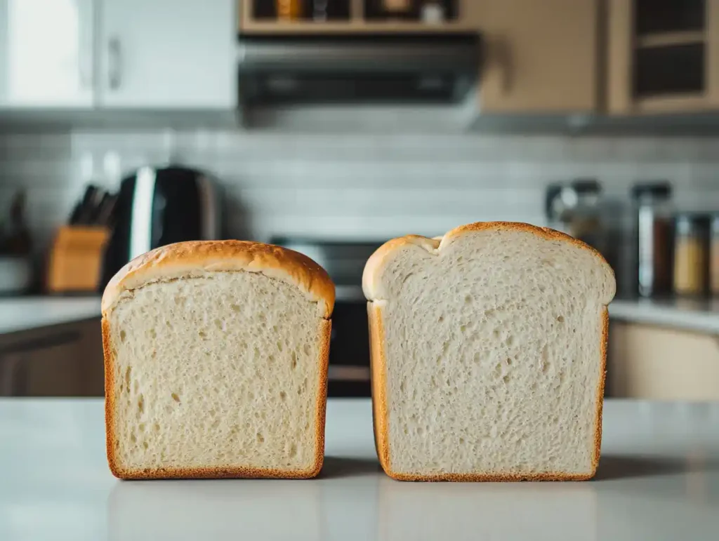 Comparison of store-bought and homemade bread loaves.