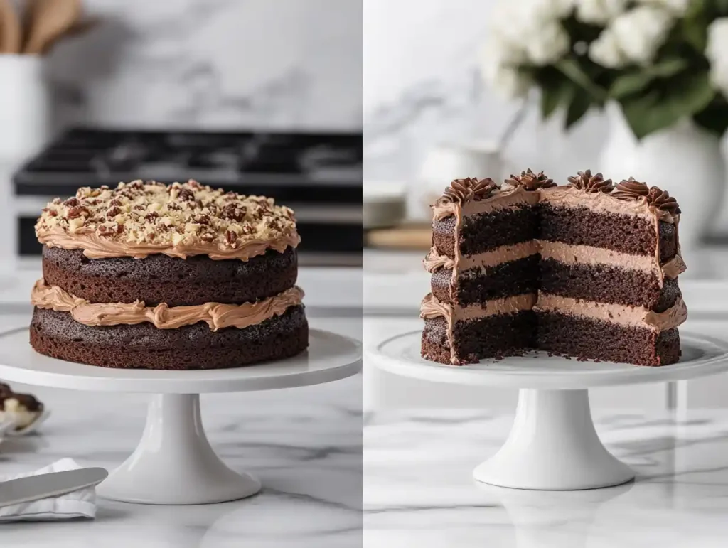 German Chocolate Cake and Devil’s Food Cake displayed side by side.