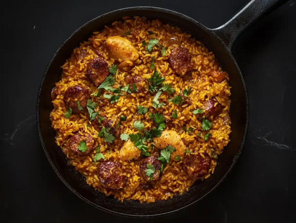 Jambalaya in a skillet