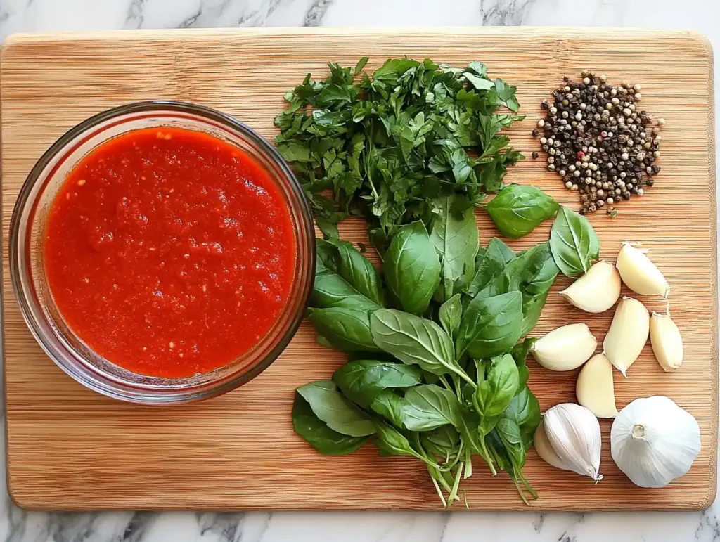 Herbs and spices used for tomato sauce.