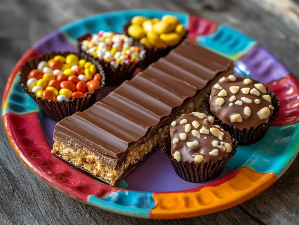 Butterfinger bar next to other candies.
