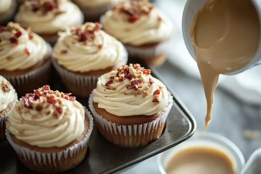 Step-by-step process for making Elvis cupcakes.
