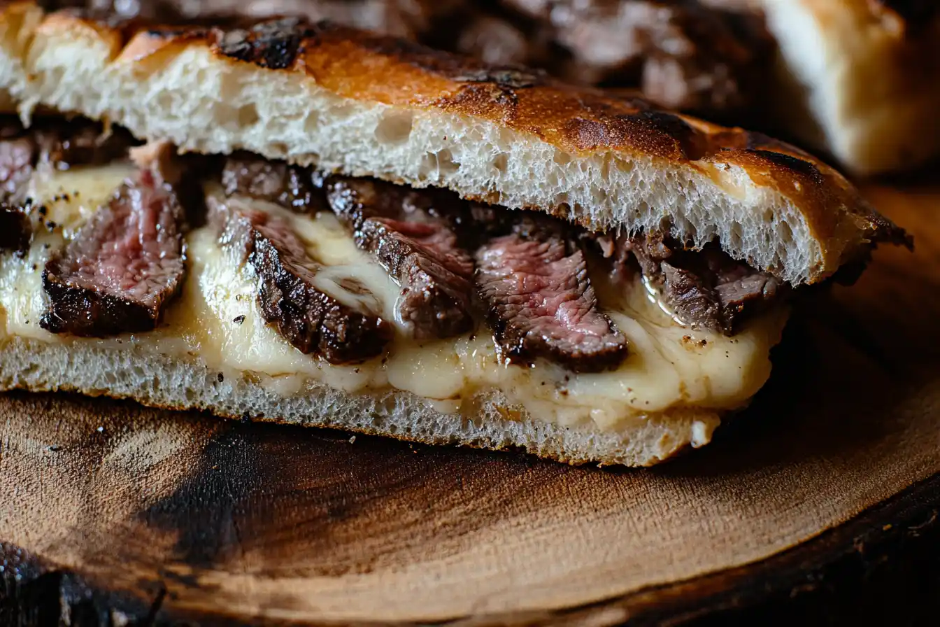 A classic Philly cheesesteak sandwich on the perfect roll.